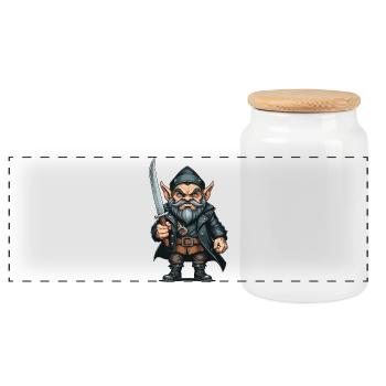 Little Evil Dwarf - Panoramic Cookie Jar with Wooden Lid - white - Front