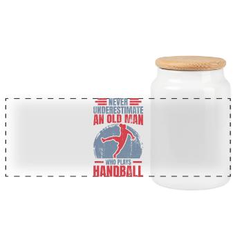 Grand-père handball - Boîte à biscuits avec couvercle en bois - blanc - Devant