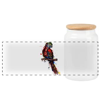 Parrot, Bird, Pet, Animal Lover, Animal, Jungle - Panoramic Cookie Jar with Wooden Lid - white - Front