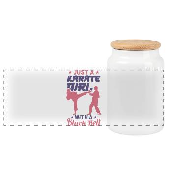 Fille de karaté - Boîte à biscuits avec couvercle en bois - blanc - Devant
