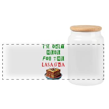 I'm just here for the lasagna - Panoramic Cookie Jar with Wooden Lid - white - Front