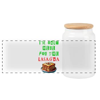 I'm just here for the lasagna - Panoramic Cookie Jar with Wooden Lid - white - Front