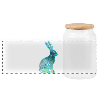 Aquarelle De Lapin De Pâques Coloré - Boîte à biscuits avec couvercle en bois - blanc - Devant