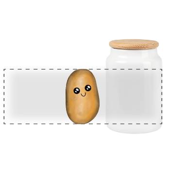Kawai Kartoffel Kartoffeln - Panorama Keksdose mit Holzdeckel - Weiß - Vorne