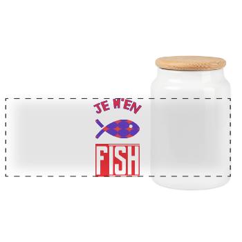 IST MIR EGAL. FISCH - Panorama Keksdose mit Holzdeckel - Weiß - Vorne