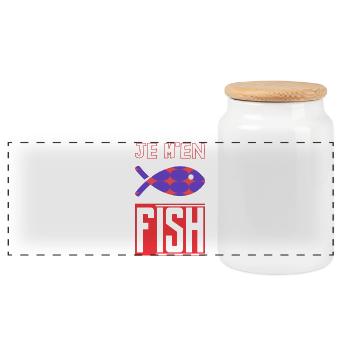 HUMOR. FISH. SARDINE. APRIL FOOL - Panoramic Cookie Jar with Wooden Lid - white - Front