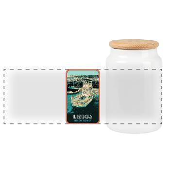 Tour de Belém au Portugal: Vue Marine - Boîte à biscuits avec couvercle en bois - blanc - Devant