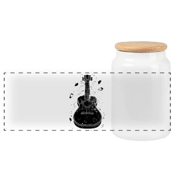 Ukulele Skizze - Panorama Keksdose mit Holzdeckel - Weiß - Vorne