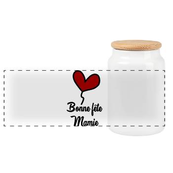 MAMIE - Boîte à biscuits avec couvercle en bois - blanc - Devant