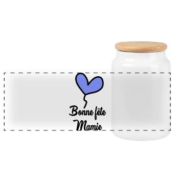 MAMIE - Boîte à biscuits avec couvercle en bois - blanc - Devant