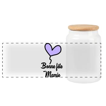 MAMIE. FÊTE DES MÈRES - Boîte à biscuits avec couvercle en bois - blanc - Devant