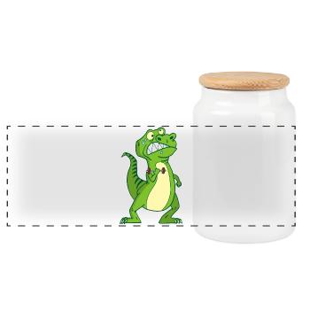 The strength of the tyrannosaurus rex - Panoramic Cookie Jar with Wooden Lid - white - Front