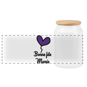 FÊTE DES MÈRES. BONNE FÊTE MAMIE - Boîte à biscuits avec couvercle en bois - blanc - Devant