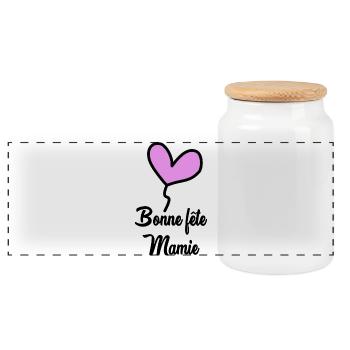 BONNE FÊTE MAMAN. MAMAN. FÊTE DES MÈRES. BONNE FÊT - Boîte à biscuits avec couvercle en bois - blanc - Devant