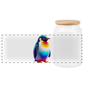 Pinguin - Panorama Keksdose mit Holzdeckel - Weiß - Vorne