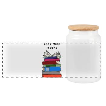 Lire la suite Livres - Bücherstapel - Boîte à biscuits avec couvercle en bois - blanc - Devant