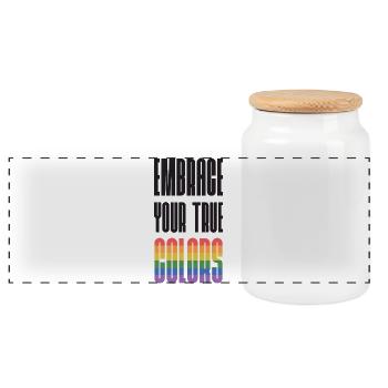 Mois de la fierté LGBT - Adoptez vos vraies couleurs - Boîte à biscuits avec couvercle en bois - blanc - Devant