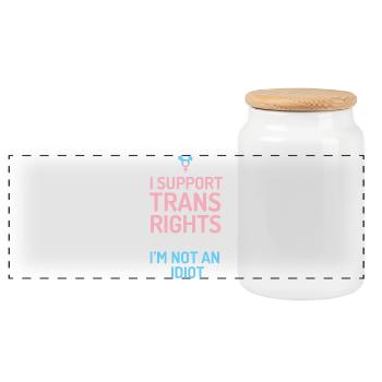 Ich unterstütze Trans-Rechte - Panorama Keksdose mit Holzdeckel - Weiß - Vorne