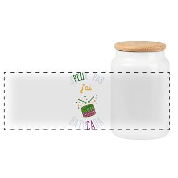 J peux pas j ai batucda - Boîte à biscuits avec couvercle en bois - blanc - Devant