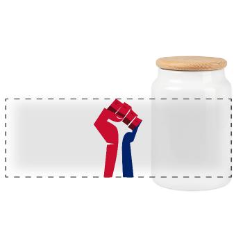 The Raised Fist (Red, White, Blue) - Panoramic Cookie Jar with Wooden Lid - white - Front