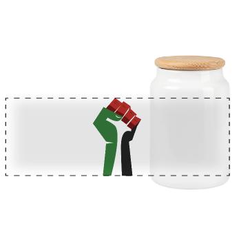 The Raised Fist (Green, White, Black, Red) - Panoramic Cookie Jar with Wooden Lid - white - Front