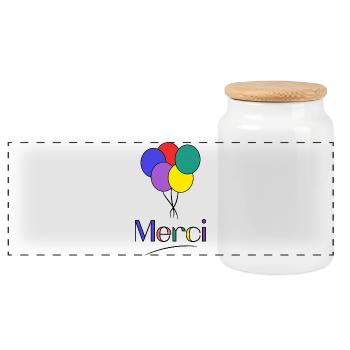 MERCI. MAÎTRESSE. MAÎTRE. MERCI MAÎTRESSE - Boîte à biscuits avec couvercle en bois - blanc - Devant