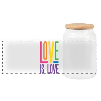 LGBTQ Pride Month - Love is Love - Panoramic Cookie Jar with Wooden Lid - white - Front