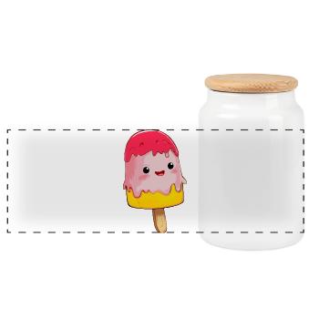 Glace à la fraise Gelati Glace à l’eau Sucette Glacier Parlor - Boîte à biscuits avec couvercle en bois - blanc - Devant