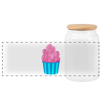 Eis Icecream Becher Streifen pink Sommer Eiscreme - Panorama Keksdose mit Holzdeckel - Weiß - Vorne