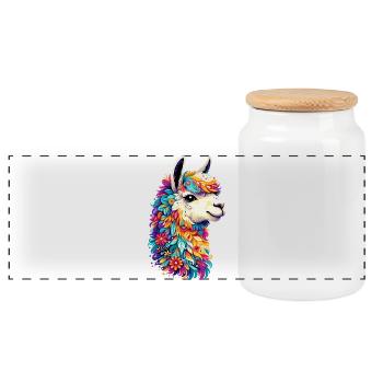 Alpaga - Boîte à biscuits avec couvercle en bois - blanc - Devant