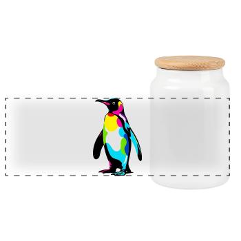 Pingouin - Boîte à biscuits avec couvercle en bois - blanc - Devant