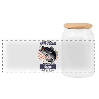 Anti-Social Pêcheur Poisson Graphique - Boîte à biscuits avec couvercle en bois - blanc - Devant