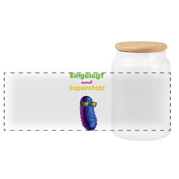 Pickled and super proud - Panoramic Cookie Jar with Wooden Lid - white - Front