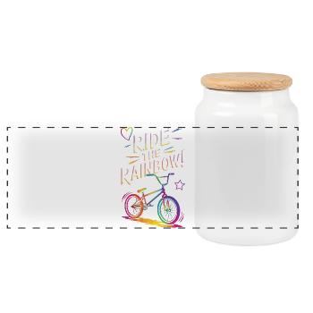 Conception vibrante de vélo arc-en-ciel - Boîte à biscuits avec couvercle en bois - blanc - Devant