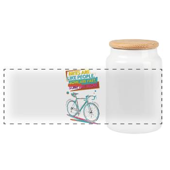 Buntes Fahrrad-Motivationsdesign - Panorama Keksdose mit Holzdeckel - Weiß - Vorne