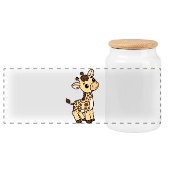 Giraffe - Panorama Keksdose mit Holzdeckel - Weiß - Vorne