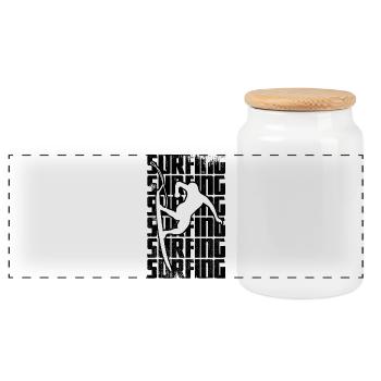 Surf - Boîte à biscuits avec couvercle en bois - blanc - Devant