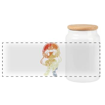 Petit joueur de football - Boîte à biscuits avec couvercle en bois - blanc - Devant