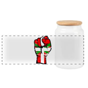 Poing de drapeau basque utilisé - Boîte à biscuits avec couvercle en bois - blanc - Devant