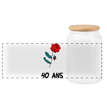 40. 40 ANS. 40e ANNIVERSAIRE. ANNIVERSAIRE 40 ANS. - Boîte à biscuits avec couvercle en bois - blanc - Devant