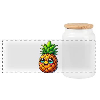 Pineapple - Panoramic Cookie Jar with Wooden Lid - white - Front