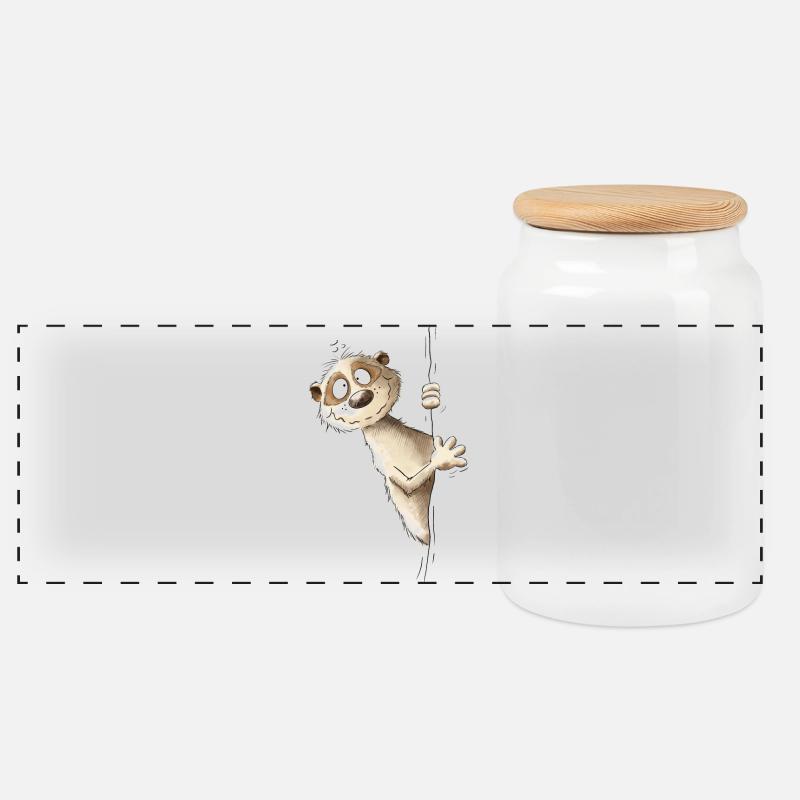 Drolliges Erdmännchen I Wildtier Tiere - Panorama Keksdose mit Holzdeckel - Weiß