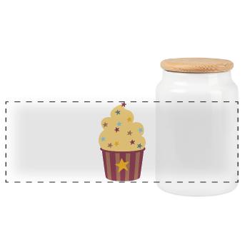 Icecream Star Stripe Cupcake Muffin à la crème glacée de Noël - Boîte à biscuits avec couvercle en bois - blanc - Devant