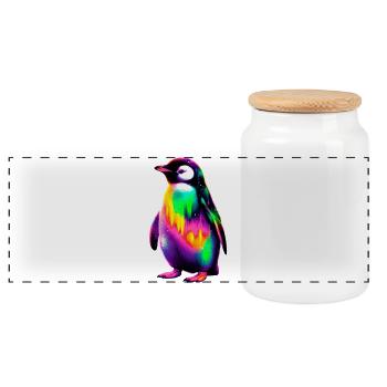 Pingouin - Boîte à biscuits avec couvercle en bois - blanc - Devant