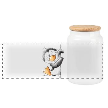 Drolliger Pinguin Wildtier Tiermotiv Cartoon - Panorama Keksdose mit Holzdeckel - Weiß - Vorne