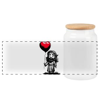 Ballon Jésus avec cœur - Heartful Creatures - Boîte à biscuits avec couvercle en bois - blanc - Devant