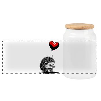 Igel mit Herz Luftballon - Heartful Creatures - Panorama Keksdose mit Holzdeckel - Weiß - Vorne