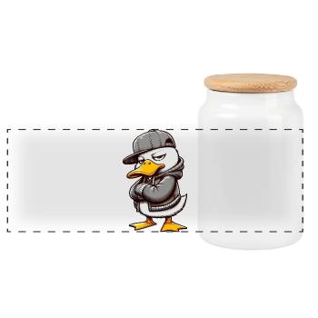 canard hiphop - Boîte à biscuits avec couvercle en bois - blanc - Devant