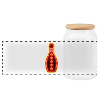 Retro Bowling - Panorama Keksdose mit Holzdeckel - Weiß - Vorne