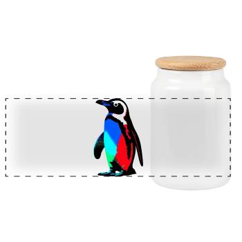 Pinguin - Panorama Keksdose mit Holzdeckel - Weiß - Vorne